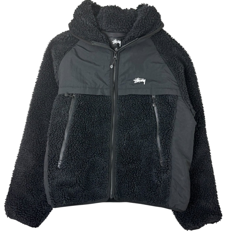 Stussy Sherpa Panelled Hooded Jacket Black