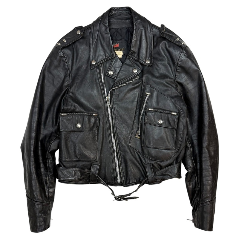 Vintage Bristol Leather Moto Jacket Black