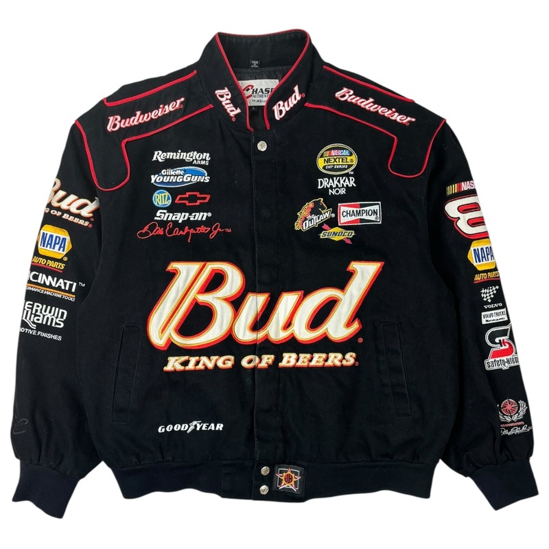 Vintage Jeff Hamilton Budweiser King of Beers Racing Jacket Black