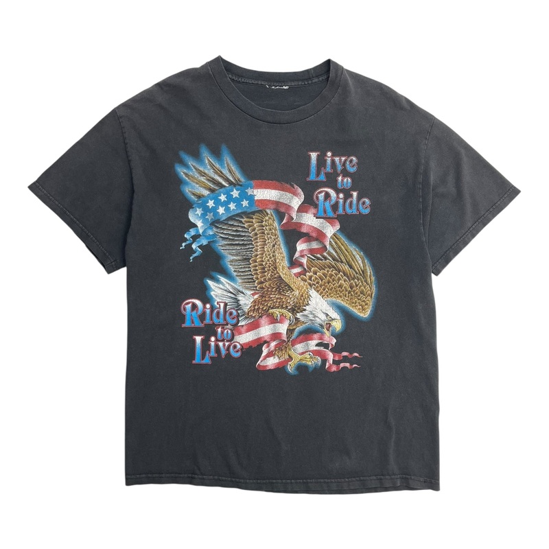 Vintage Live To Ride Eagle Biker T-Shirt