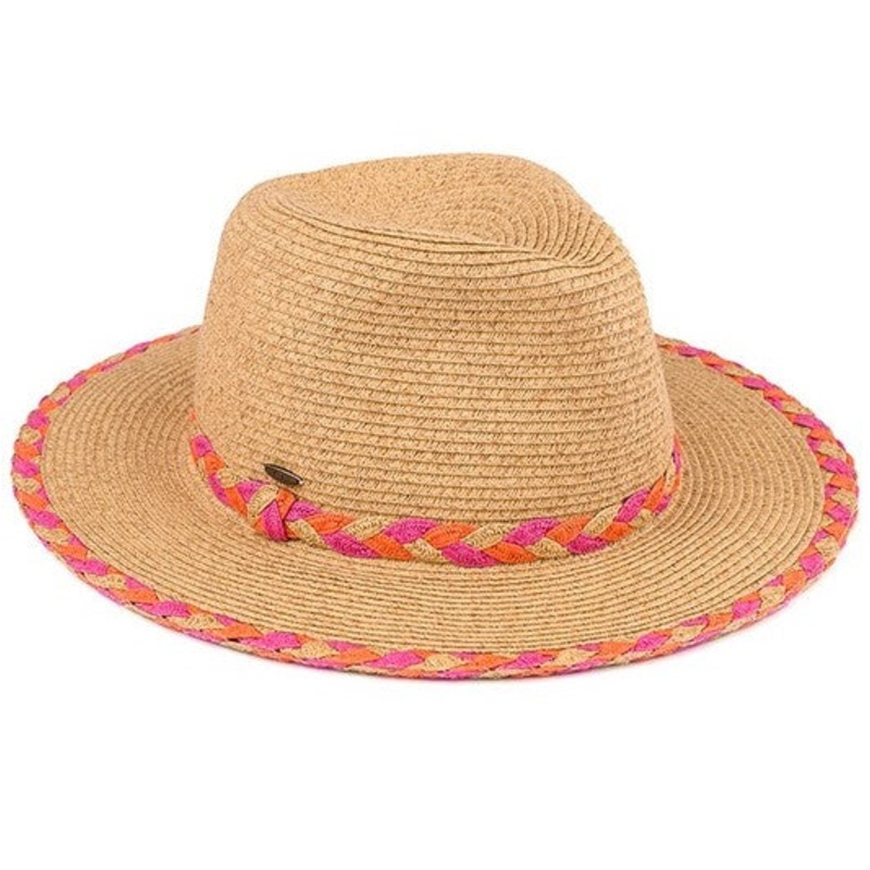 Braided Sun Hat|Natural/Coral|Natural/Mint|Natural/Denim|Natural/Olive