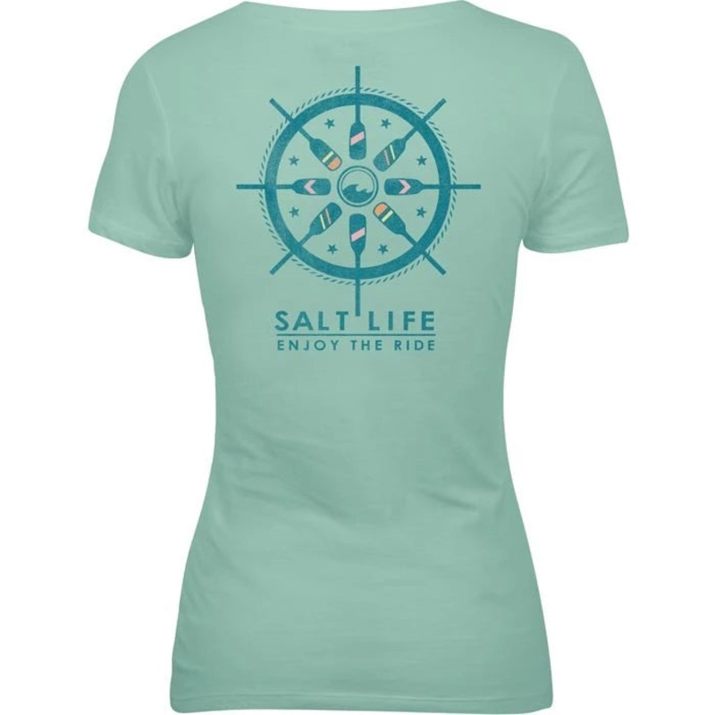 Enjoy the Ride V-Neck Tee|Large|Aqua