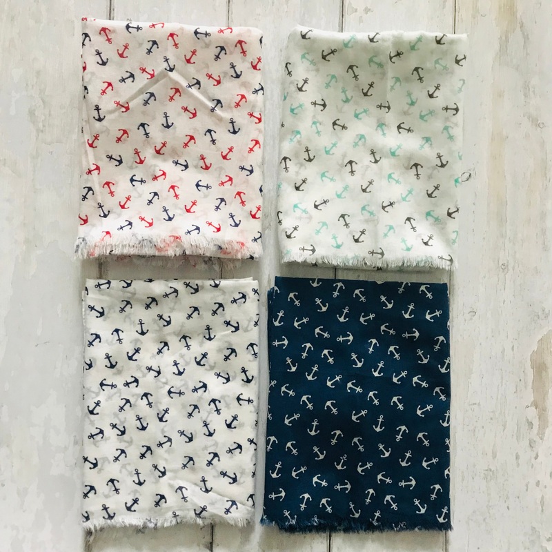 Tiny Anchors Scarves|Green on White|Navy on White|Red & Navy on White|White on Navy