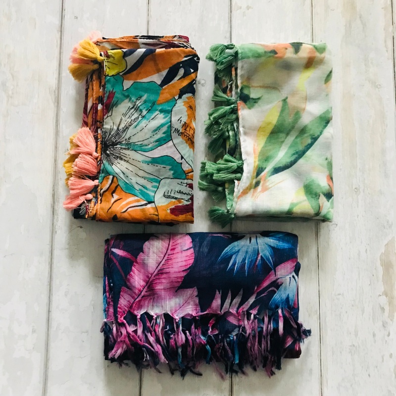 Tropical Jungle Floral Tassel Scarves