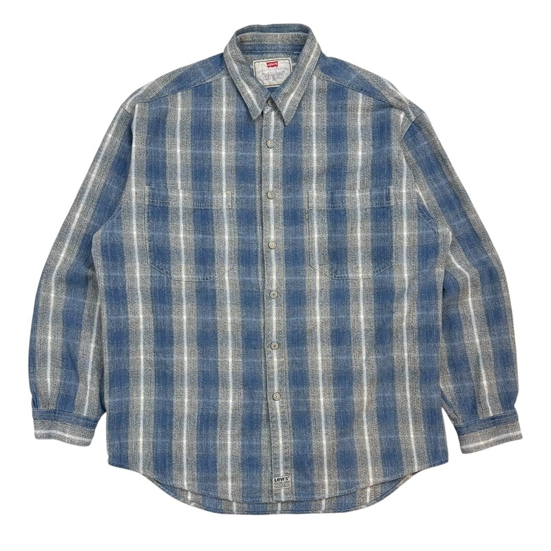 Vintage Levis Button Up Flannel Blue/White