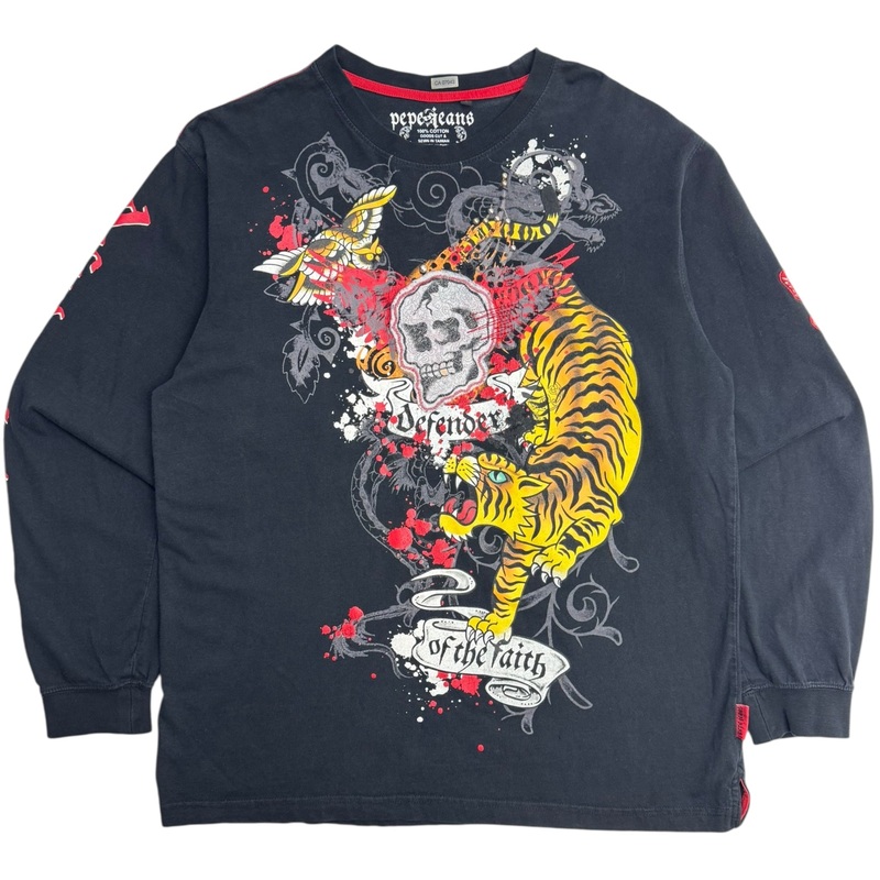 Y2K Pepe Jeans Defender of Faith Embellished Longsleeve T-Shirt