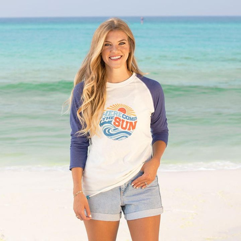 30A Here Comes the Sun Recycled Baseball Tee