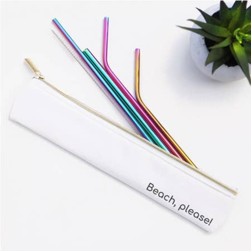 Beach Please 6 Piece Straw Sets (Rainbow)