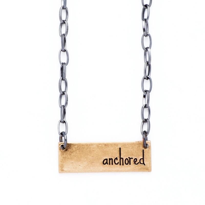 Bops Anchored Personality Etched Bar Necklace