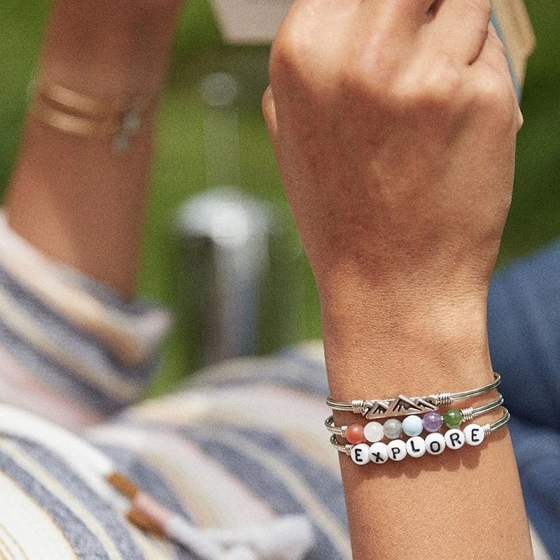 Explore Letter Bead Bangle Bracelet