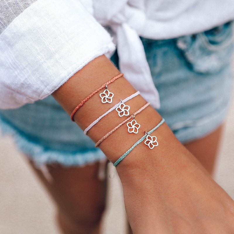 Plumeria Charm Bracelet|Seafoam|Blush|White|Salmon