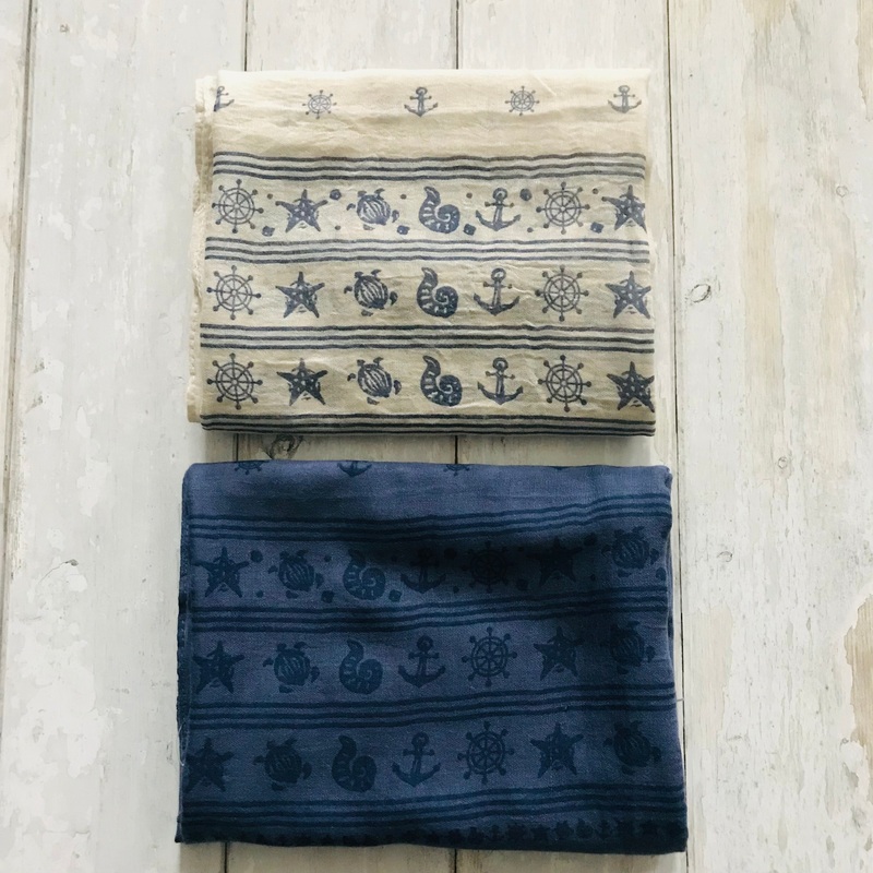 Sea Stripes Scarves|Beige|Blue