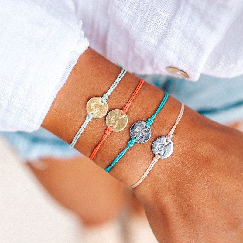Wave/Surf Coin Charm Bracelet|Pacific Blue|Vanilla|Dusty Blue|Burnt Orange|Coral|Winterfresh