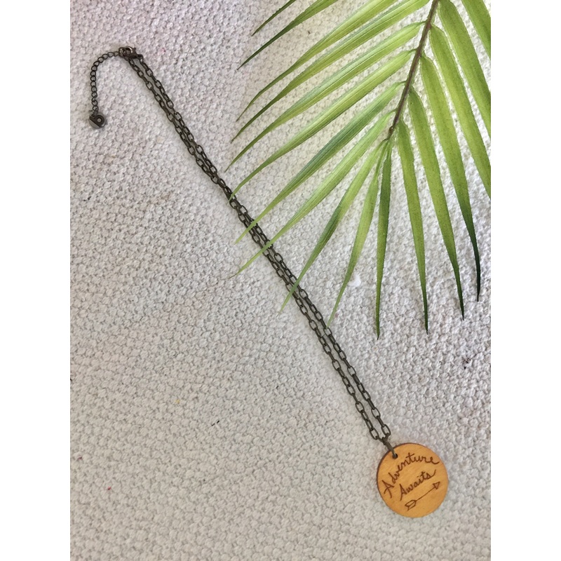 Adventure Awaits Wood Necklace