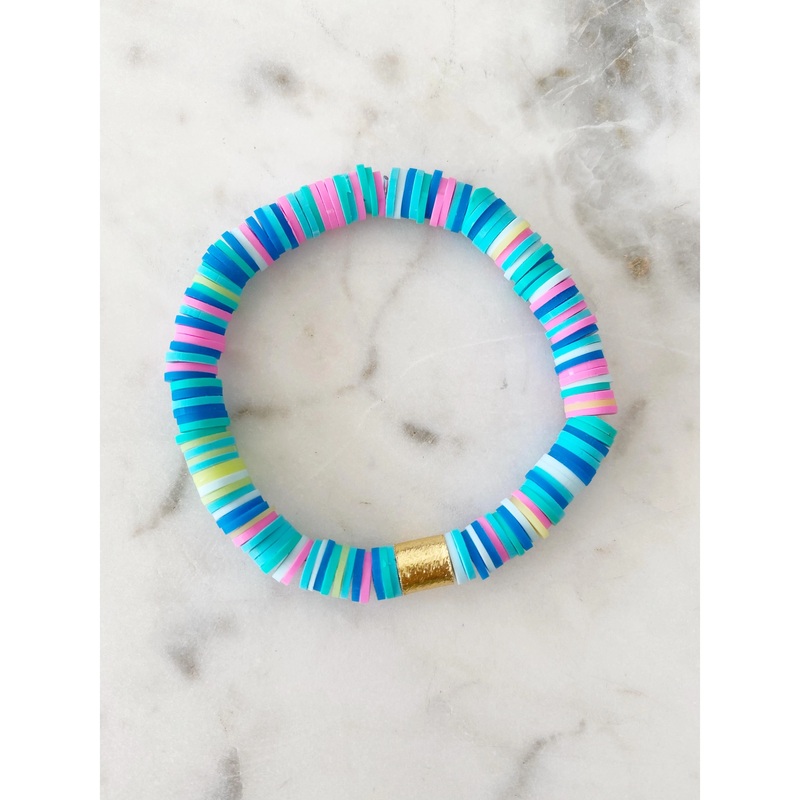 Aqua Rainbow Heishi Color Pop Bracelet