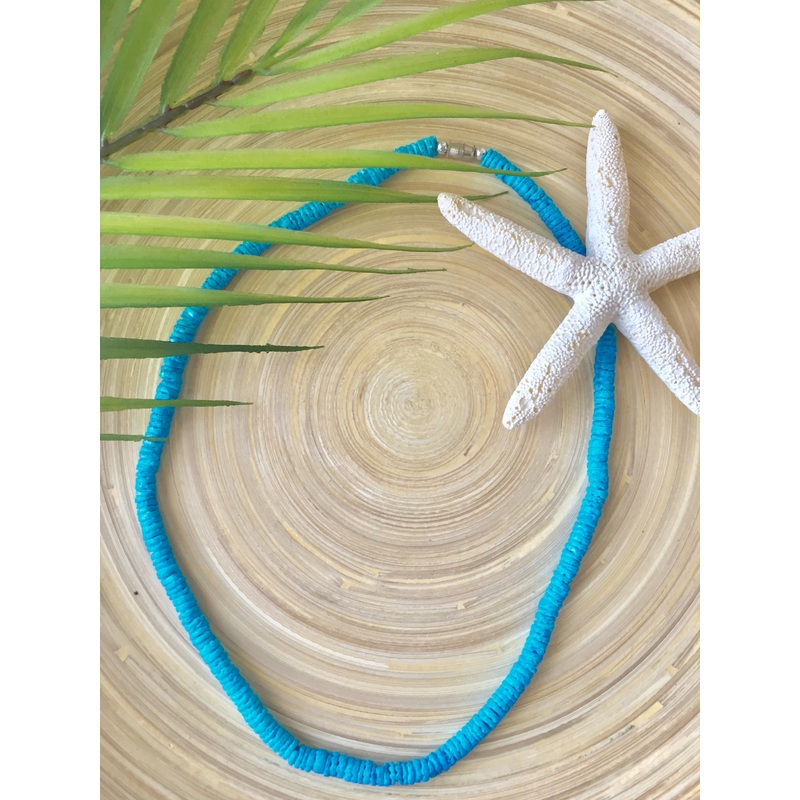 Blue Clam Rose Shell Necklace