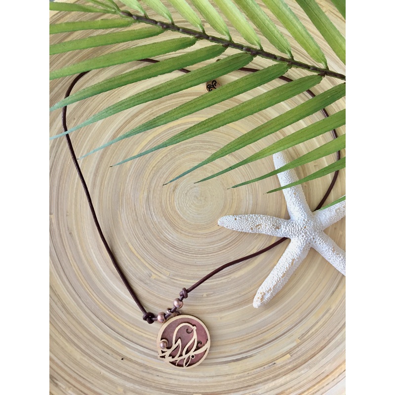 Flourish Bird Wood Necklace