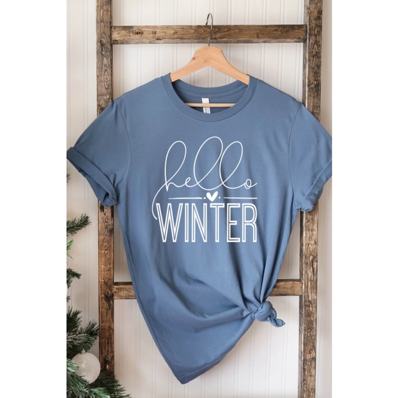 Hello Winter Crew Neck Tee|Small|Medium|Large|XL