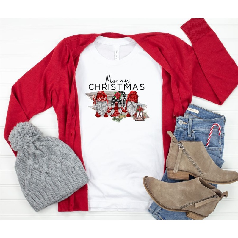 Merry Christmas Gnomes Crew Neck Tee