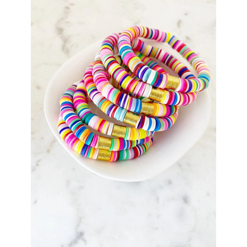 Multi Rainbow Heishi Color Pop Bracelet