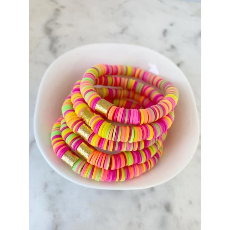 Neon Rainbow Heishi Color Pop Bracelet