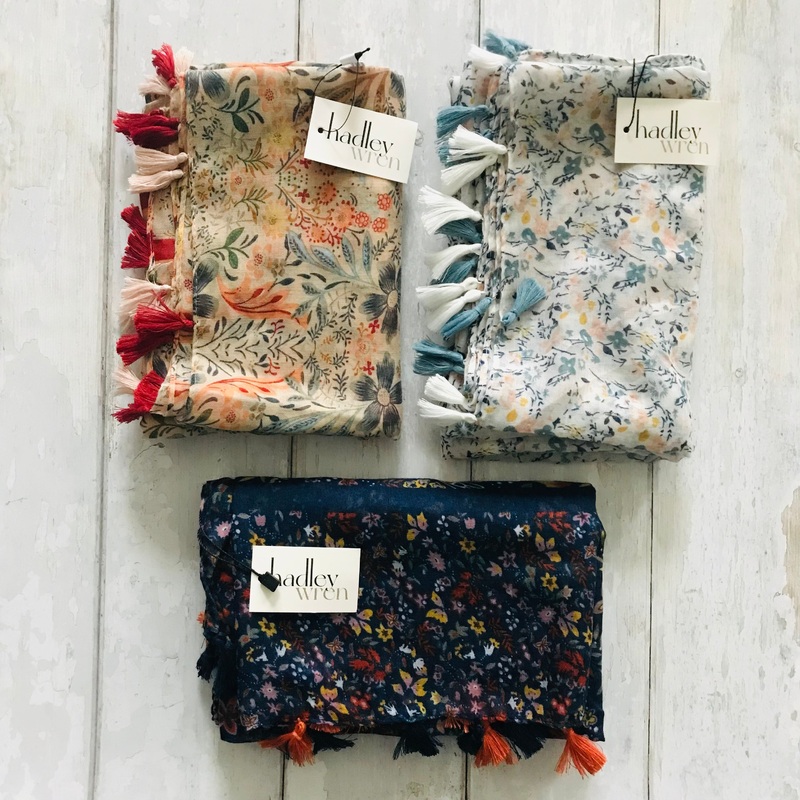 Bohemian Garden Scarves|Coral|Navy|White