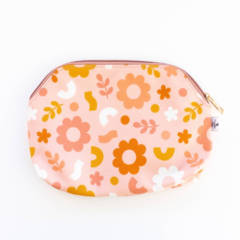 Funky Floral Beige Zipper Pouch