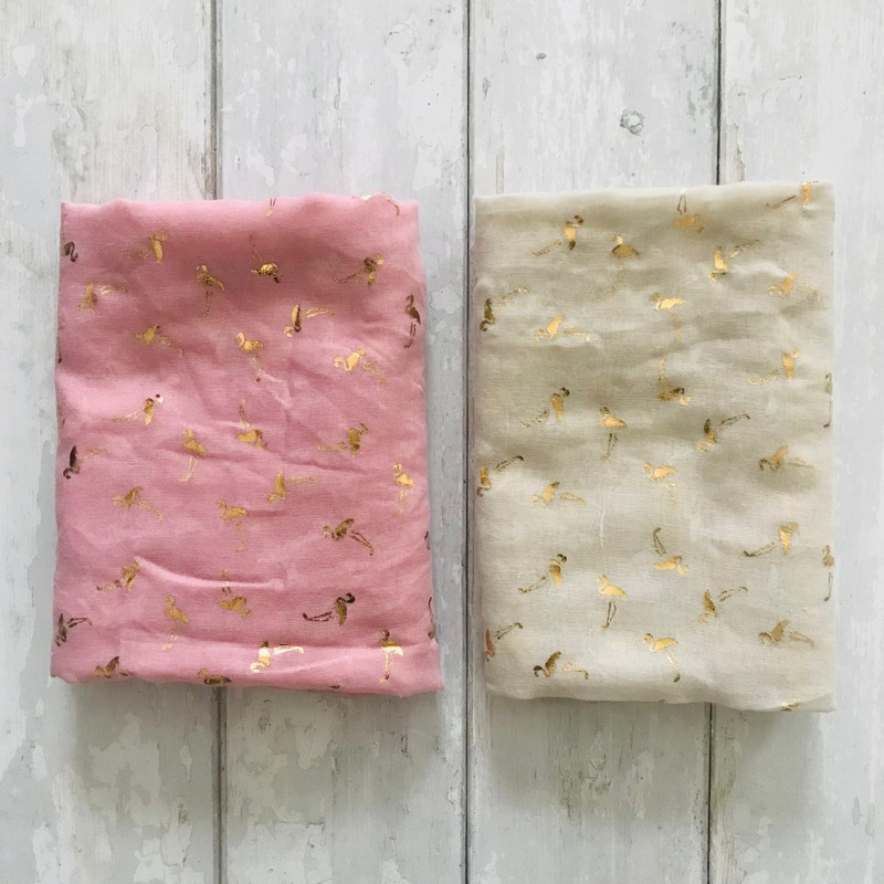 Golden Flamingos Scarves|Beige|Pink