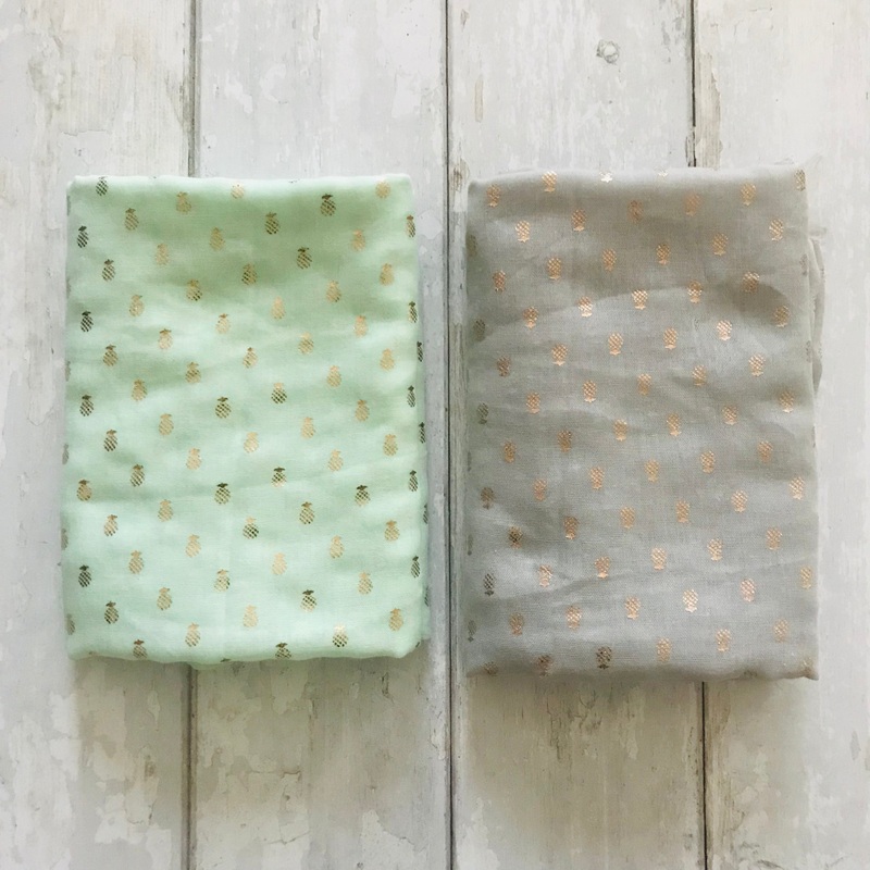Golden Pineapples Scarves|Grey|Mint