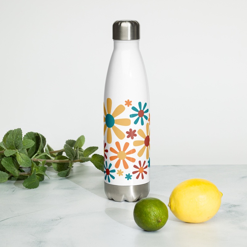 Groovy Floral Stainless Steel Water Bottle