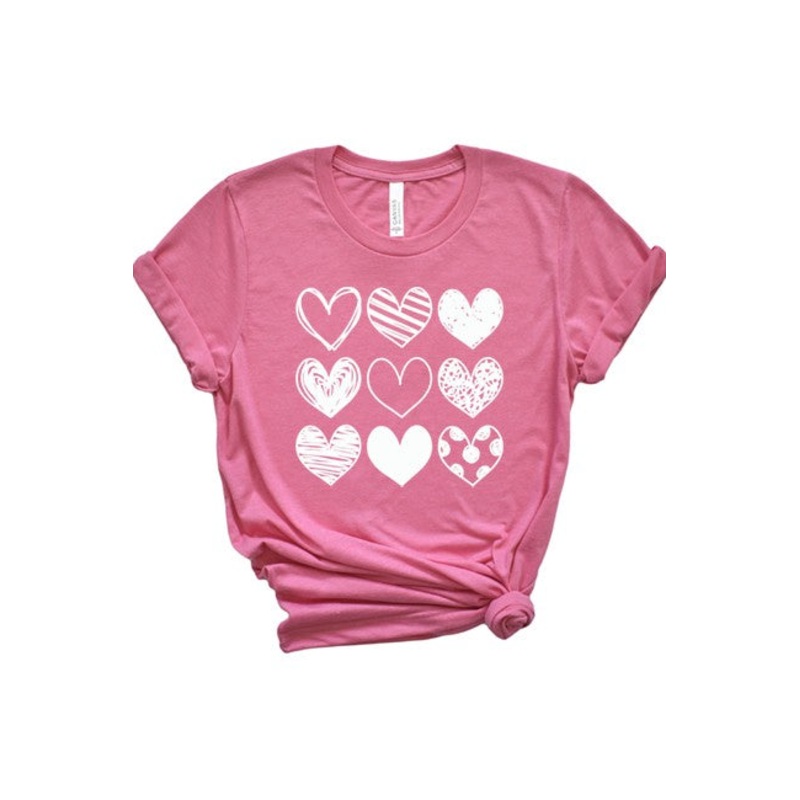 Multi Heart Tee White|Black|Deep Heather|Pink|Purple|Red|Teal|S|M|L|XL