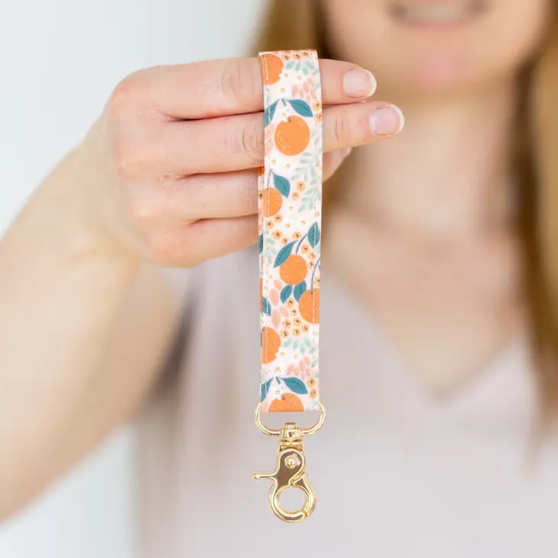 Oranges Floral Wristlet Keychain