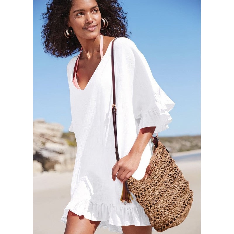 Ruffle Cover-up|White|OS