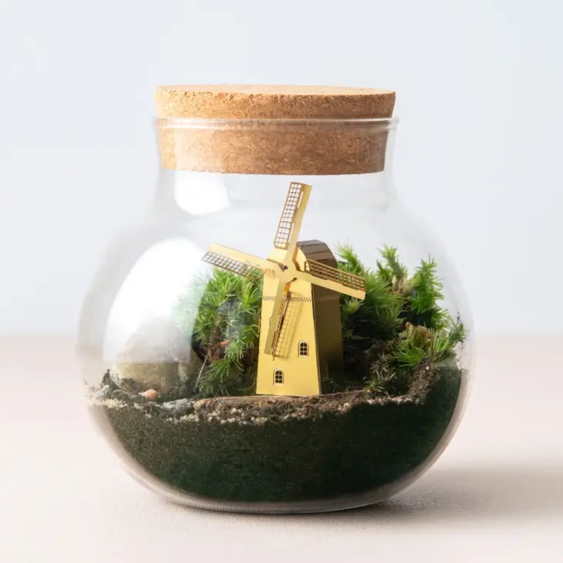 Windmill Mini Model (Brass) – Terrarium Decor DIY Kit