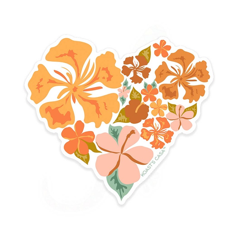3.5 Hibiscus Heart Sticker