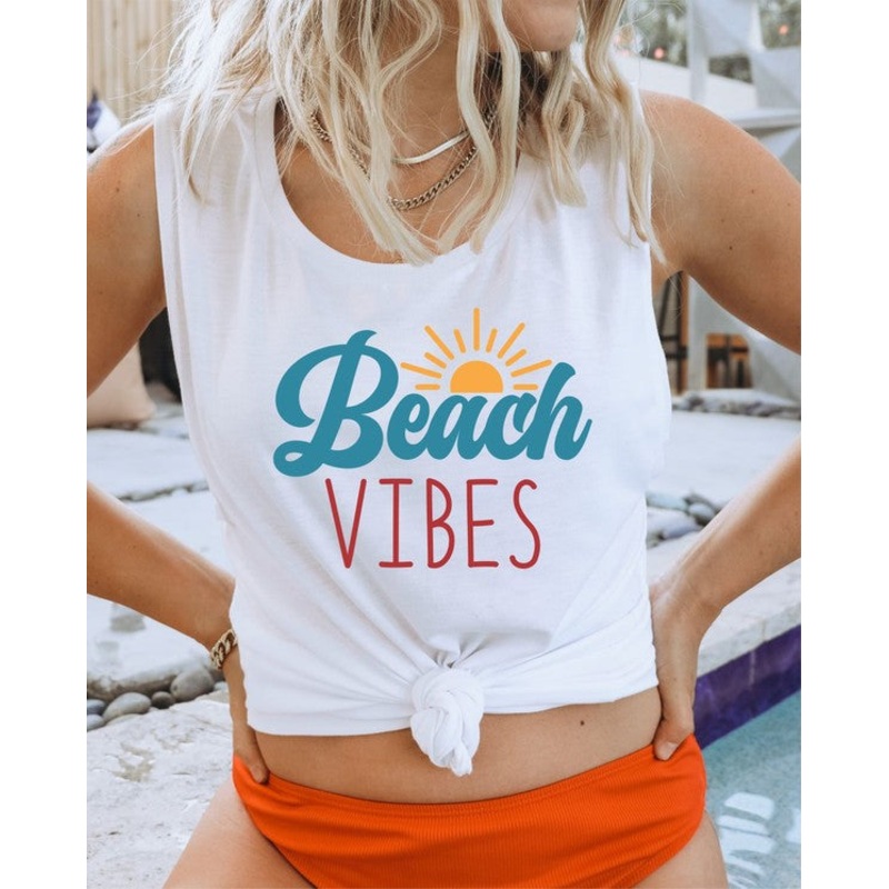 Beach Vibes Graphic Bella Canvas Flowy Muscle Tank