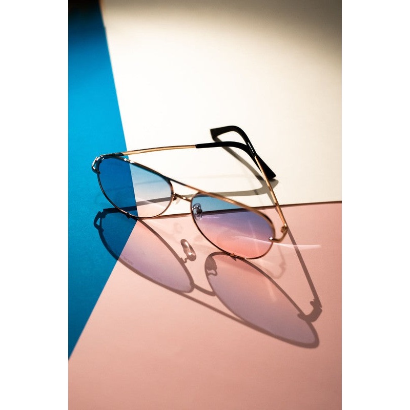 Blue and Pink Unisex Aviator Sunglasses