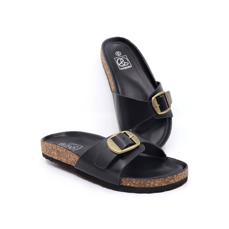 Boho Buckle Slide Sandals|Black|Taupe|6|7|8|9|10