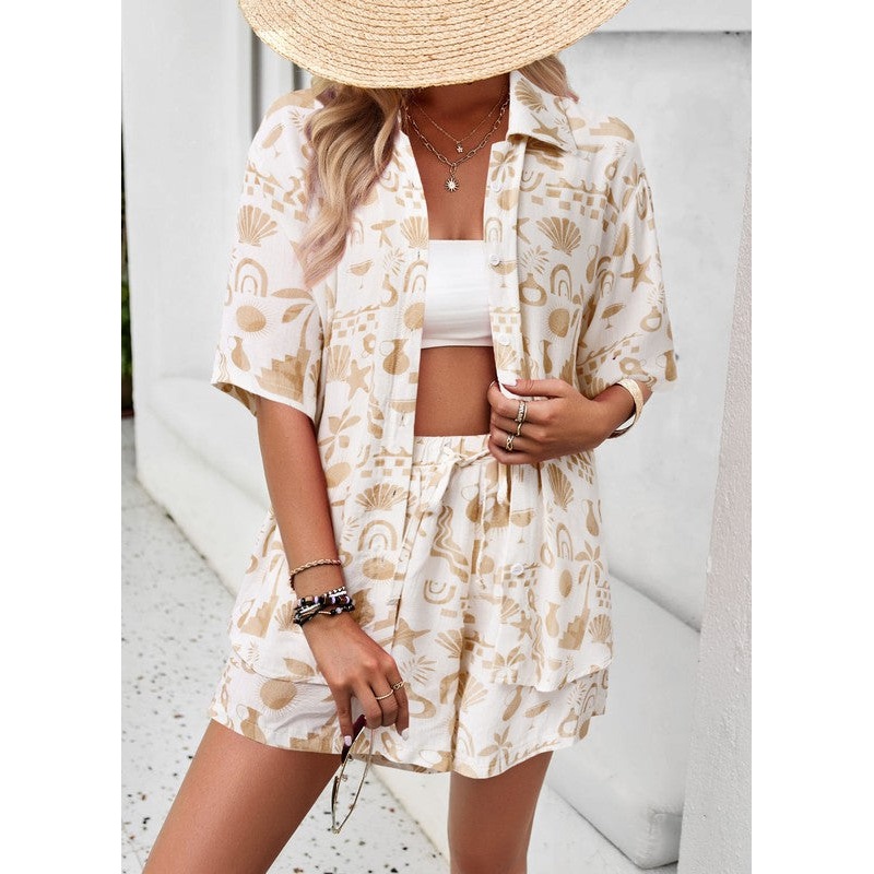 Casual Shorts Set|Cream|Green|Pink|Sand|Small|Medium|Large|XL