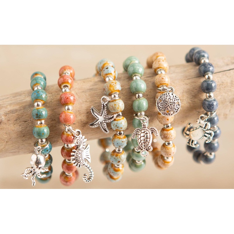 Coastal Clay Bead Charm Bracelet
