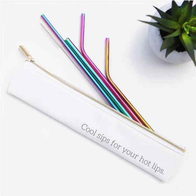 Cool Sips For Your Hot Lips 6 Piece Straw Set (Rainbow)