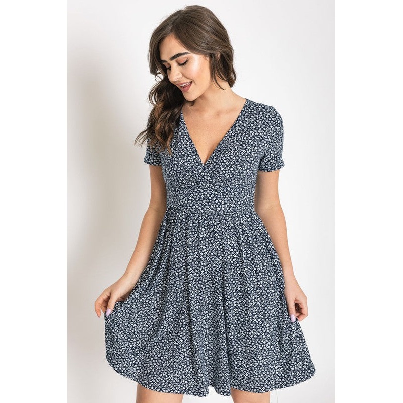 Ditsy Floral Midi Dress|Navy|Small|Medium|Large|XL