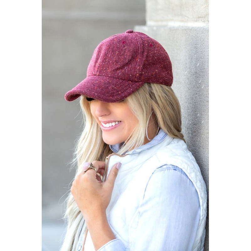 Fall Tweed Ball Cap|Cranberry|Midnight Navy|Rust|Gray|Stone|Black|OneSize