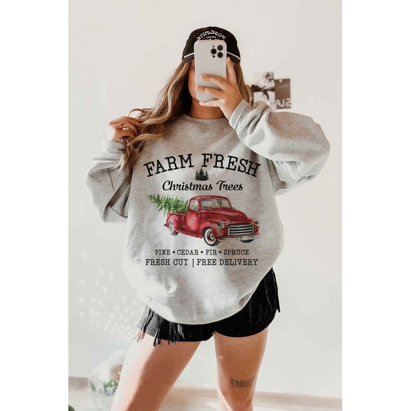 Farm Fresh Christmas Trees Graphic Sweatshirt