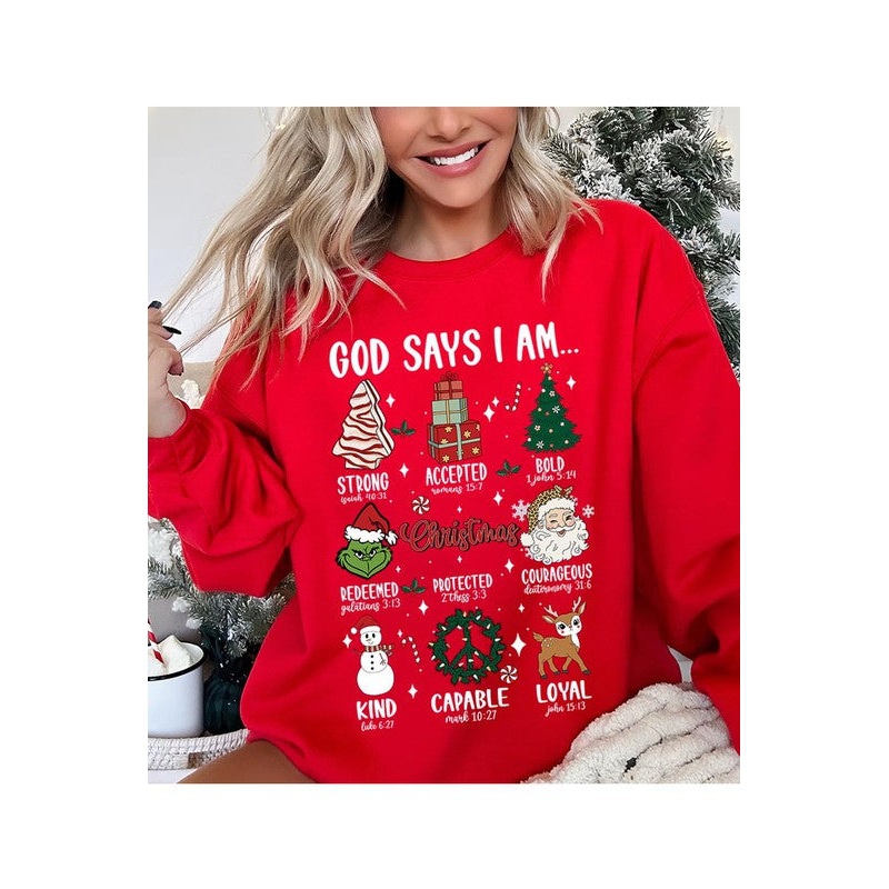 God Says That I Am Sweatshirt|Black|Ash|Charcoal|Maroon|Orange|Purple|Red|Sand|Small|Medium|Large|XL