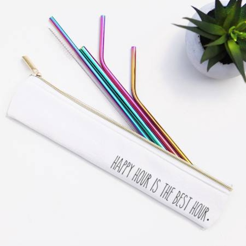 Happy Hour Is The Best Hour 6 Piece Straw Set (Rainbow)