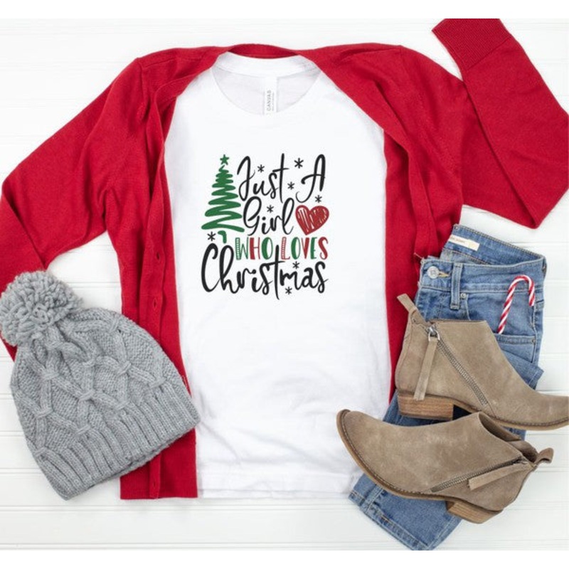 Just A Girl Who Loves Christmas Crew Neck Tee
