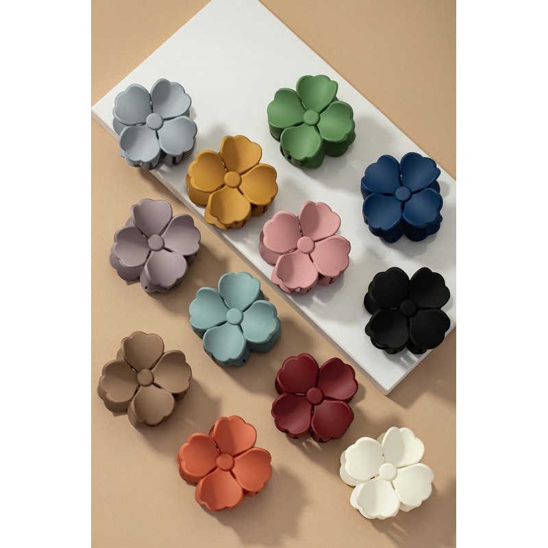 Matte Color Coated Flower Hair Claw Clip
