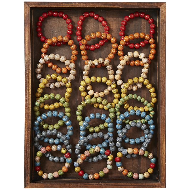 Round Clay Bead Bracelet|Red|Orange|Ivory|Yellow|Green|Light Blue|Dark Blue|Multi