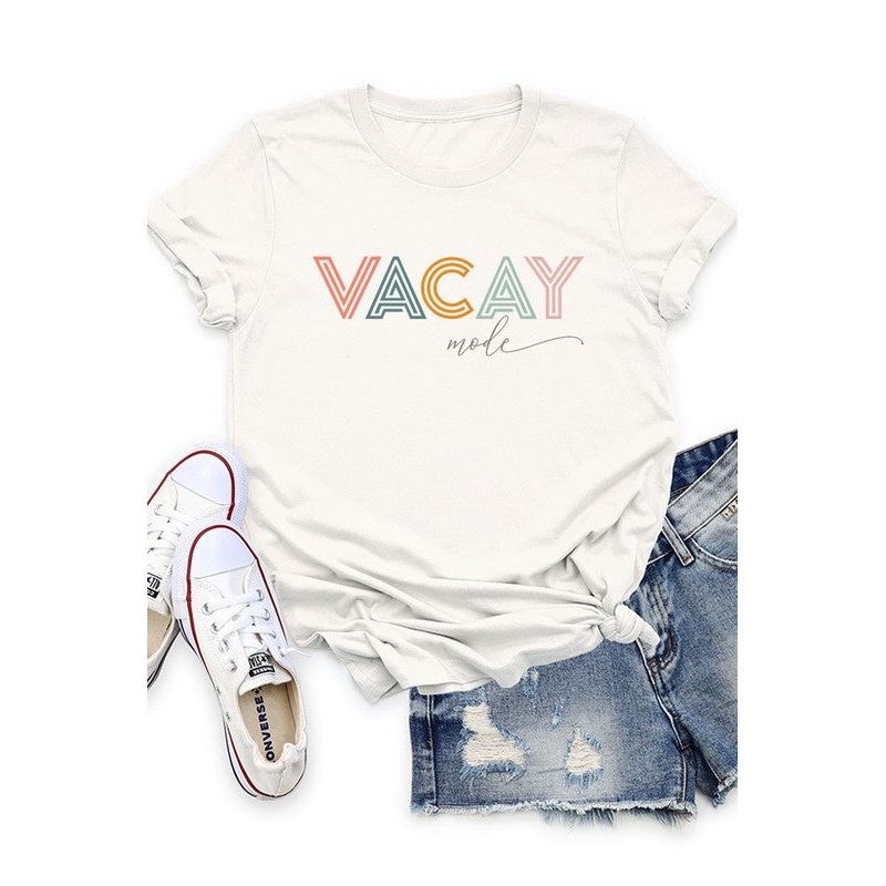 Vacay Mode Short Sleeve Tee|ASH|CREAM|Small|Medium|Large